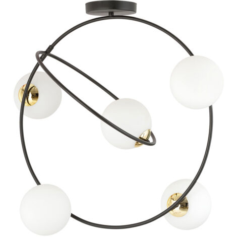 Lampadario Minimal Inanna Acciaio Nero Oro 5 Luci E14 Ip20