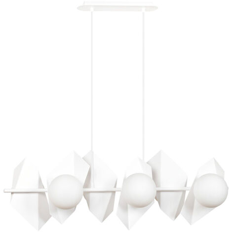 Lampadario Minimal Parvati Acciaio Bianco 6 Luci E14 Ip20