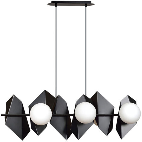 Lampadario Minimal Parvati Acciaio Nero 6 Luci E14 Ip20