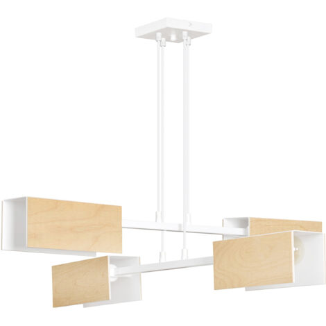 Lampadario Minimal Sarutahiko Acciaio Bianco 4 Luci E27 Ip20