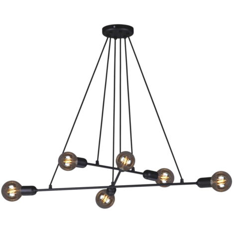 Lampadario minimal Sitya nero in metallo 6xE27 Kaja K-4381