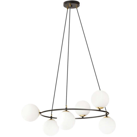 Lampadario Minimal Tiamat Acciaio Nero Oro 6 Luci E14 Ip20