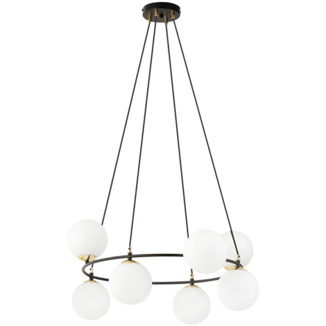 Lampadario Minimal Tiamat Acciaio Nero Oro 7 Luci E14 Ip20