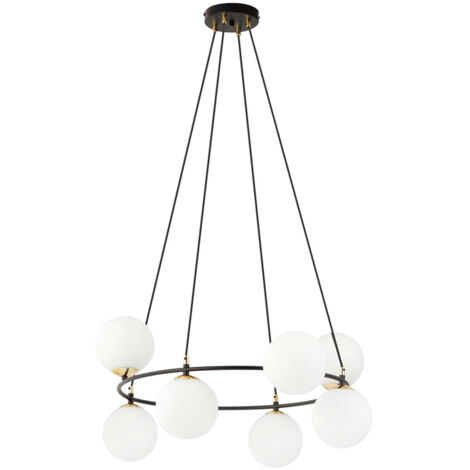 Lampadario Minimal Tiamat Acciaio Nero Oro 7 Luci E14 Ip20