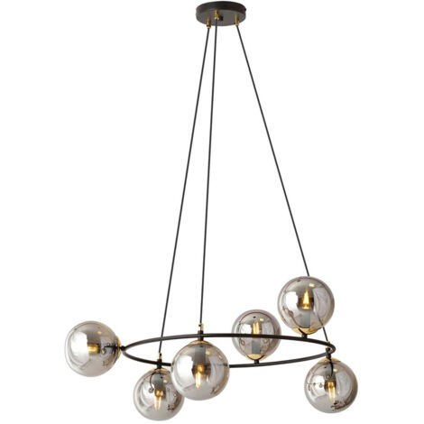 Lampadario Minimal Tiamat Acciaio Nero Oro Grigio 6 Luci E14 Ip20