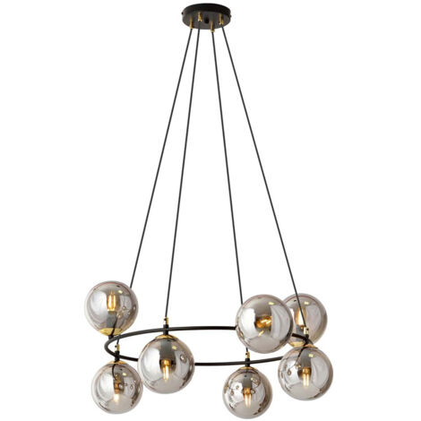 Lampadario Minimal Tiamat Acciaio Nero Oro Grigio 7 Luci E14 Ip20