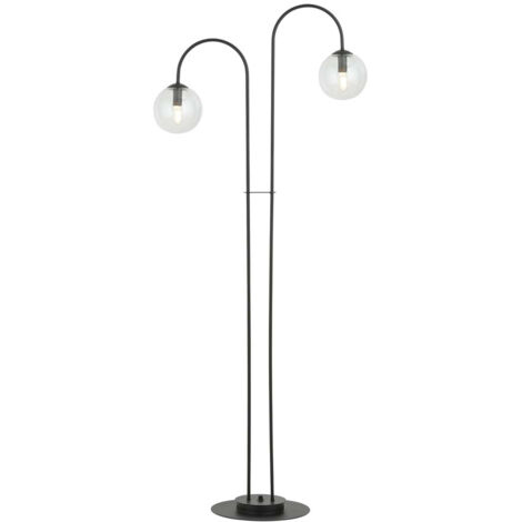 Lampadario Minimal Utu Acciaio Nero Trasparente 2 Luci E14 Ip20