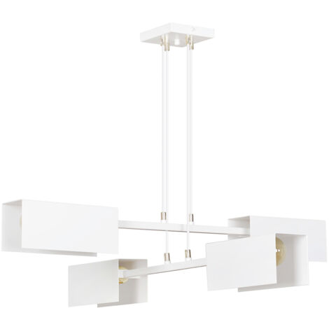 Lampadario Minimal Yuhuang Acciaio Bianco 4 Luci E27 Ip20