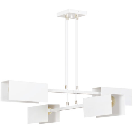 Lampadario Minimal Yuhuang Acciaio Bianco 4 Luci E27 Ip20