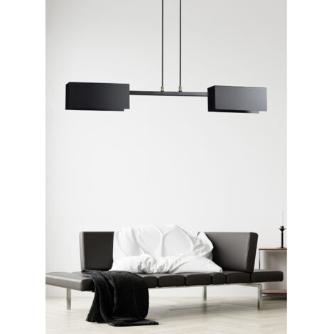 Lampadario Minimal Yuhuang Acciaio Nero 2 Luci E27 Ip20