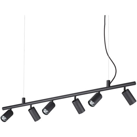 Lampadario Moderna Dynamite Metallo Nero 6 Luci Gu10 7W 3000K Luce Calda