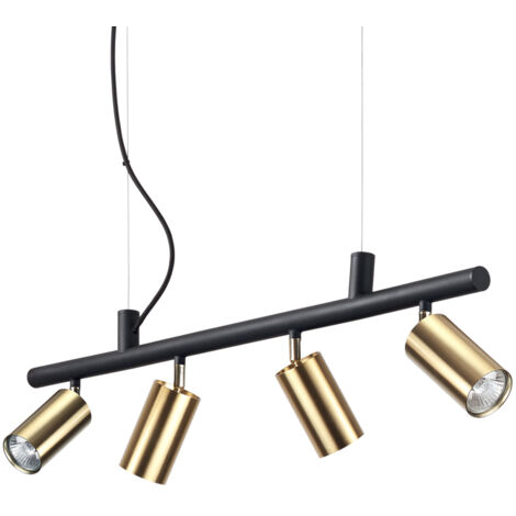 Lampadario Moderna Dynamite Metallo Ottone 4 Luci Gu10 7W 3000K Luce Calda