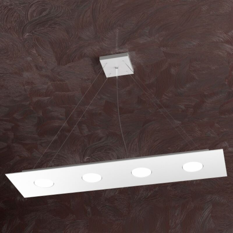 Image of Top-light - Lampadario moderna top light area 1127 s4 r+3 gx53 led biemissione metallo sospensione, finitura metallo bianco - Bianco
