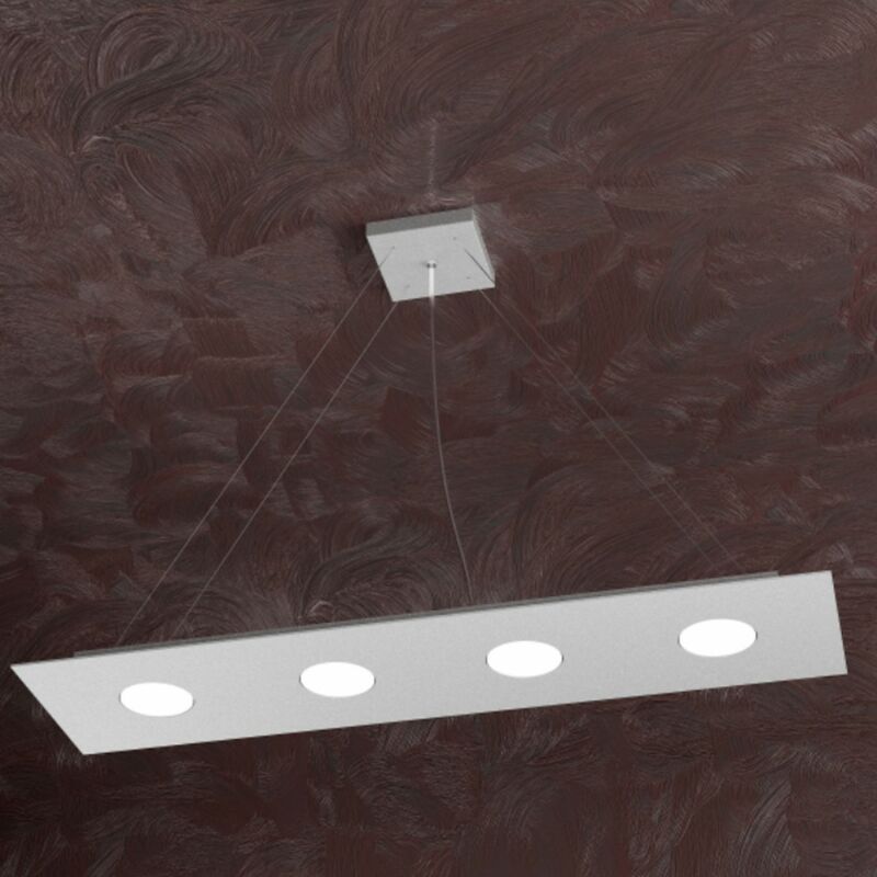 Image of Top-light - Lampadario moderna top light area 1127 s4 r+3 gx53 led biemissione metallo sospensione, finitura metallo grigio - Grigio