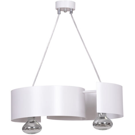 Lampadario Moderno 2 Luci Houyi In Acciao Bianco E Cromo