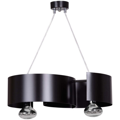 Lampadario Moderno 2 Luci Houyi In Acciao Nero E Cromo