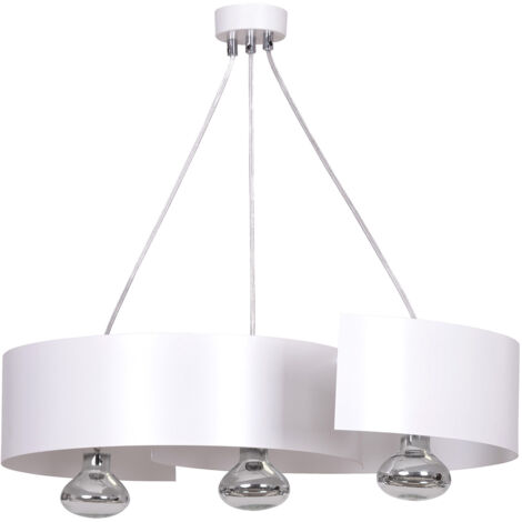 Lampadario Moderno 3 Luci Houyi In Acciao Bianco E Cromo