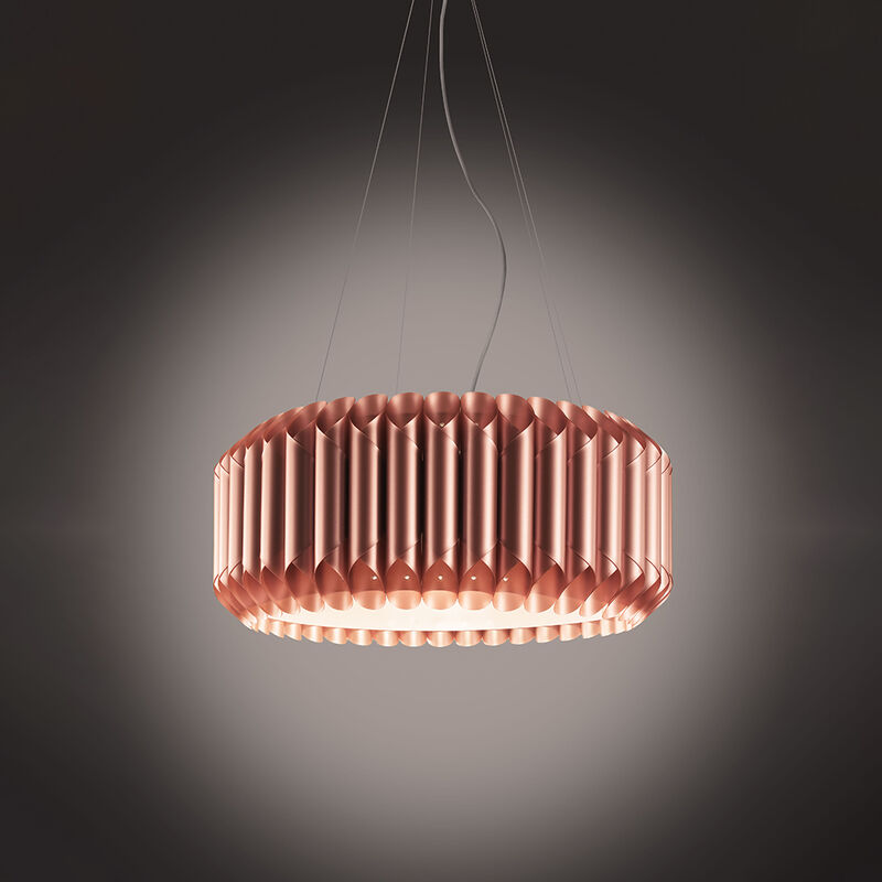 Image of Lampadario Moderno 3 Luci Louise In Polilux Rame Made In Italy - Rame