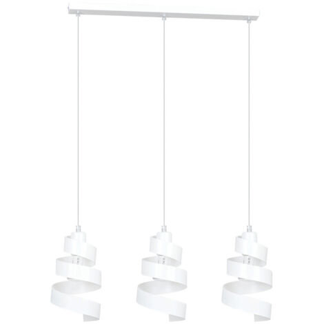 Lampadario Moderno 3 Luci Tristano In Acciaio Bianco Con Fasce A Spirale