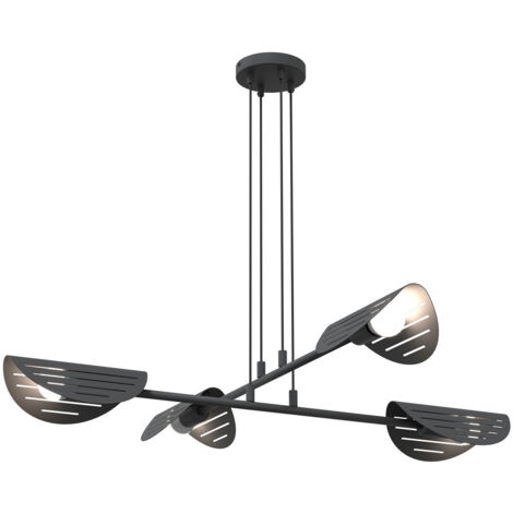 Lampadario Moderno 4 Luci Iperione A Bracci In Acciaio Nero