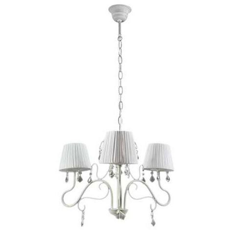 Lampadario moderno a 3 luci bianco con paralumi in tessuto cm 55