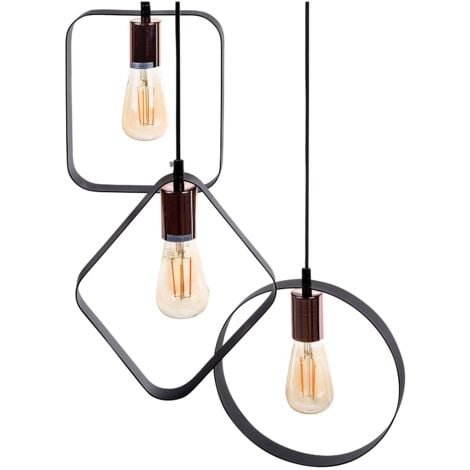 Lampadario moderno a 3 punti luce nero rame Vomano