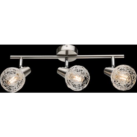 Lampadario moderno a plafoniera faretto led spot luce orientabile E14 camera da letto salotto alluminio spazzolato