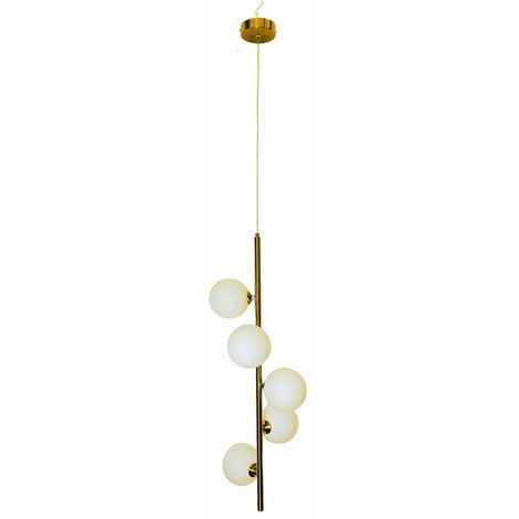 Lampadario moderno a sospensione con 5 sfere e attacco per lampadine a LED G9