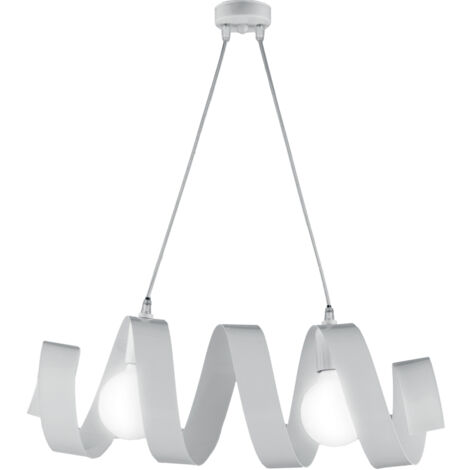 Lampadario moderno a sospensione in ferro due luci Bianco 54x h20 cm