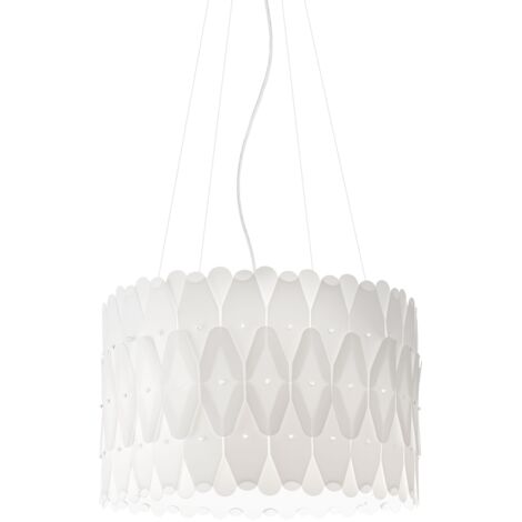 Lampadario Moderno Amanda Polilux ® Bianco E Metallo Cromo 5 Luci E27