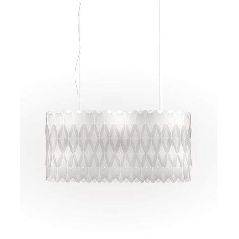 Lampadario Moderno Amanda Polilux ® Bianco E Metallo Cromo 6 Luci E27