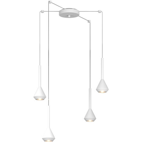 Lampadario Moderno Aygo Metallo Bianco 4 Luci Gu10