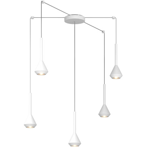 Lampadario Moderno Aygo Metallo Bianco 5 Luci Gu10