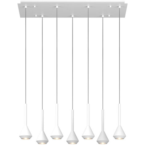 Lampadario Moderno Aygo Metallo Bianco 7 Luci Gu10