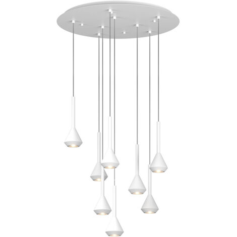 Lampadario Moderno Aygo Metallo Bianco 8 Luci Gu10