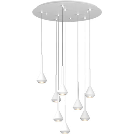 Lampadario Moderno Aygo Metallo Bianco 8 Luci Gu10