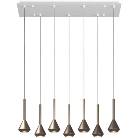 Lampadario Moderno Aygo Metallo Bianco Bronzo 7 Luci Gu10