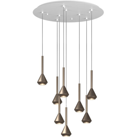 Lampadario Moderno Aygo Metallo Bianco Bronzo 8 Luci Gu10