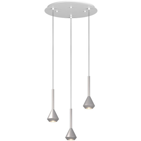 Lampadario Moderno Aygo Metallo Bianco E Alluminio 3 Luci Gu10