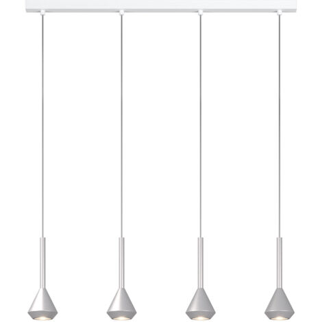 Lampadario Moderno Aygo Metallo Bianco E Alluminio 4 Luci Gu10