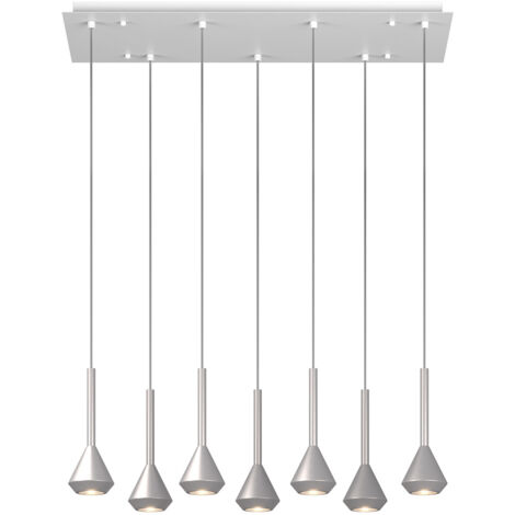 Lampadario Moderno Aygo Metallo Bianco E Alluminio 7 Luci Gu10