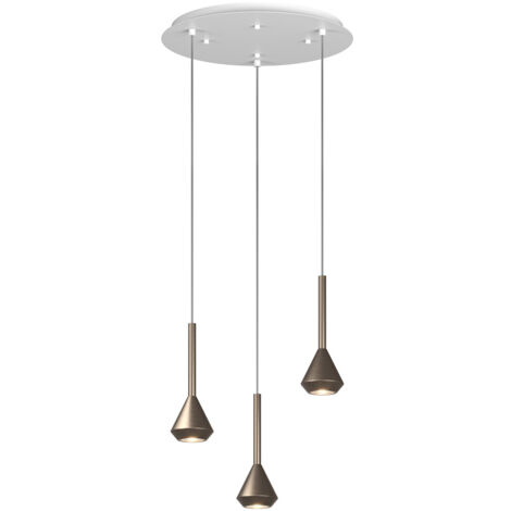Lampadario Moderno Aygo Metallo Bianco E Bronzo 3 Luci Gu10