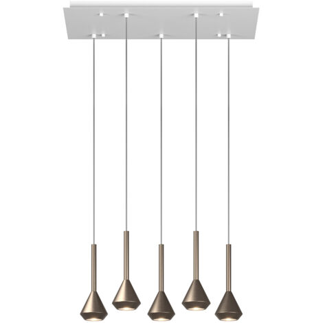 Lampadario Moderno Aygo Metallo Bianco E Bronzo 5 Luci Gu10