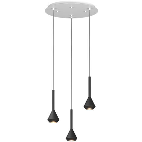 Lampadario Moderno Aygo Metallo Bianco E Nero 3 Luci Gu10