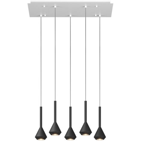 Lampadario Moderno Aygo Metallo Bianco E Nero 5 Luci Gu10