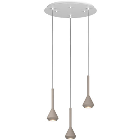 Lampadario Moderno Aygo Metallo Bianco E Sabbia 3 Luci Gu10