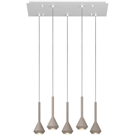 Lampadario Moderno Aygo Metallo Bianco E Sabbia 5 Luci Gu10