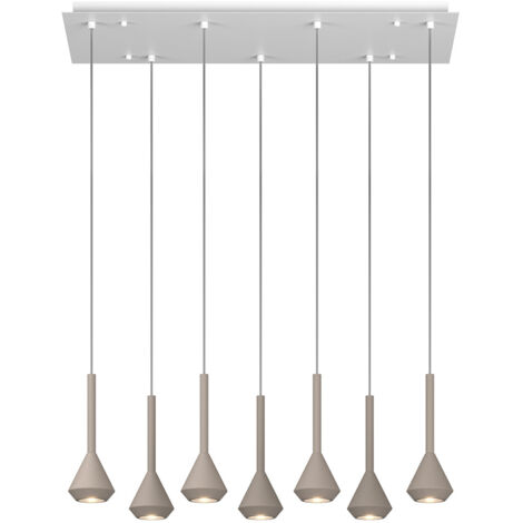 Lampadario Moderno Aygo Metallo Bianco E Sabbia Marrone 7 Luci Gu10