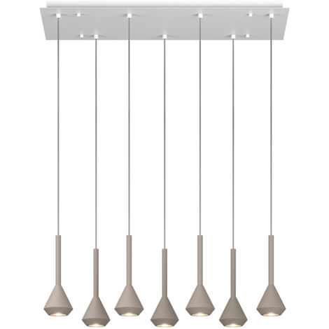 Lampadario Moderno Aygo Metallo Bianco E Sabbia Marrone 7 Luci Gu10