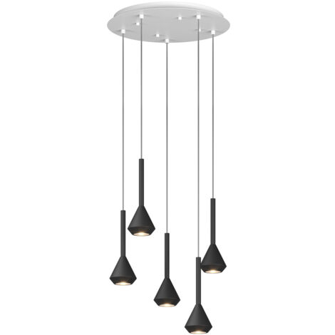 Lampadario Moderno Aygo Metallo Bianco Nero 5 Luci Gu10